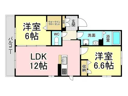 PRADO陣原 (2LDK/3階)の間取り写真