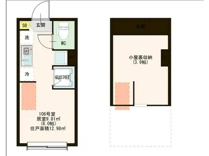 アーバンスカイ六郷(ワンルーム/1階)の間取り写真