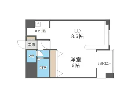 ハウスオブリザ中の島 I(1LDK/4階)の間取り写真
