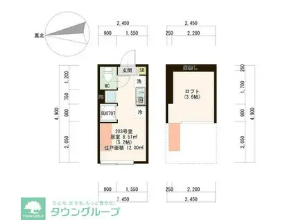 ハーモニーテラスときわ(ワンルーム/2階)の間取り写真
