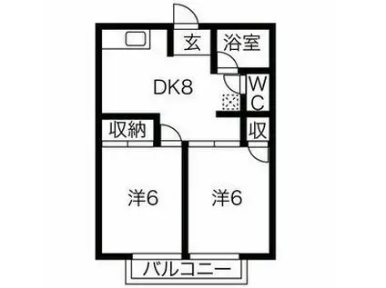 RIVER・S唐瀬(2DK/2階)の間取り写真