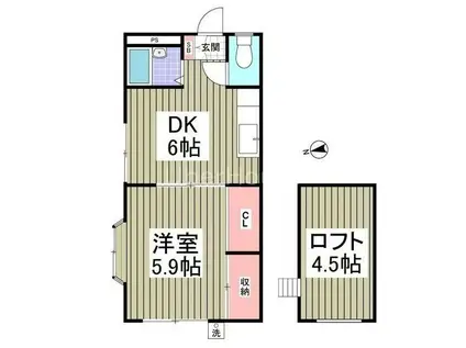 リブレス春日部II(1K/1階)の間取り写真