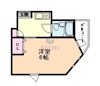 アルビオン(1K/2階)の間取り写真