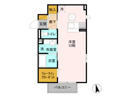 LA LUCE 奏の杜(ワンルーム/1階)の間取り写真