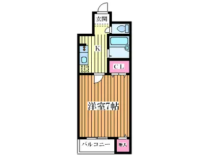 ハイツシード(1K/2階)の間取り写真