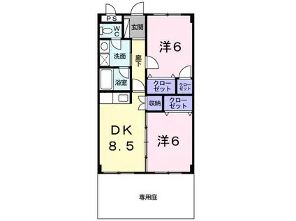 ロイヤルガーデンパレス(2DK/1階)の間取り写真