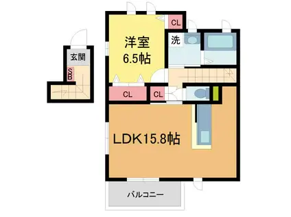 テラス・ド・グリュI(1LDK/2階)の間取り写真