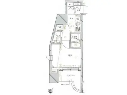 クレイシア旗の台(1K/3階)の間取り写真