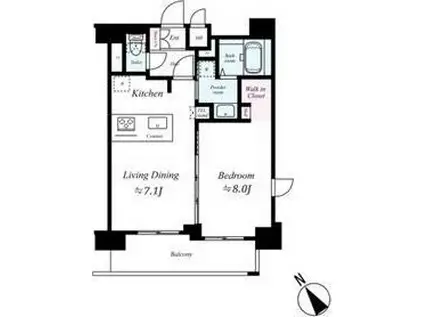 鶴舞公園ウエスト(1LDK/14階)の間取り写真