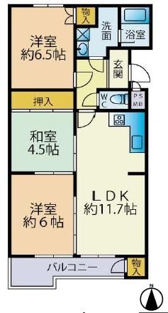 新大宮ハイタウン D棟(3LDK/2階)の間取り写真