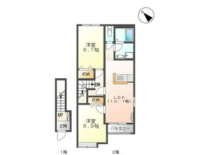 アース・カラー(2LDK/2階)の間取り写真