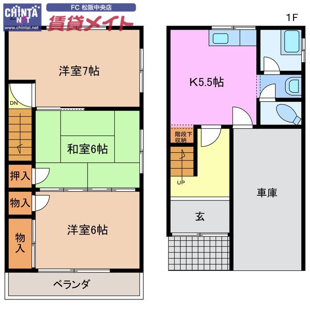 マエノヘタビレッジ(3DK/1階)の間取り写真