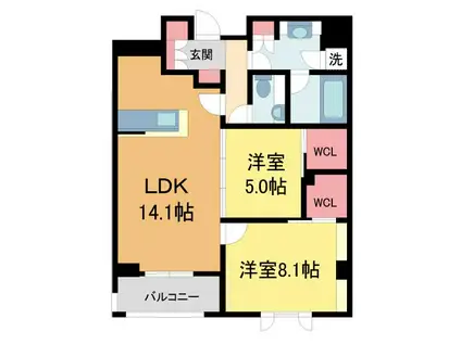 シャーメゾンステージ香櫨園(2LDK/3階)の間取り写真