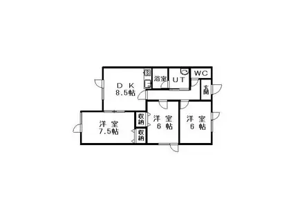 ロードハイツ10(3DK/2階)の間取り写真