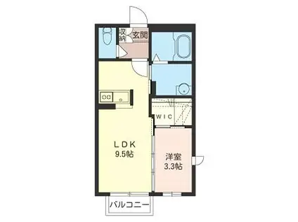 ヴィルフォーレII(1LDK/2階)の間取り写真