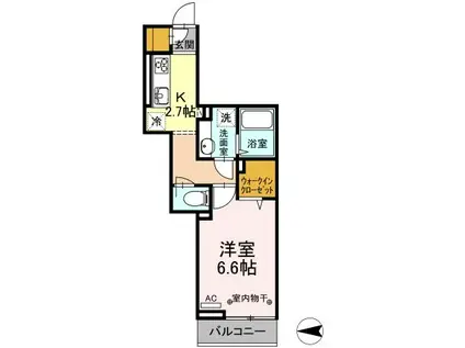 パレス国立(1K/1階)の間取り写真