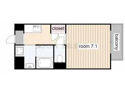 第2レパラディ3(1K/1階)の間取り写真