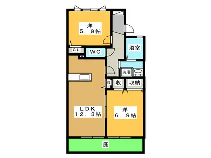 マ メゾン・ヤハタ A(2LDK/1階)の間取り写真