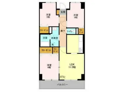 オーシャンビュー弐番館(3LDK/4階)の間取り写真