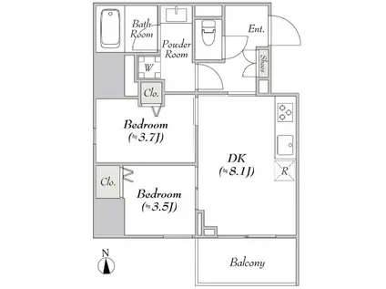 ルミ―ク文京湯島(2DK/5階)の間取り写真