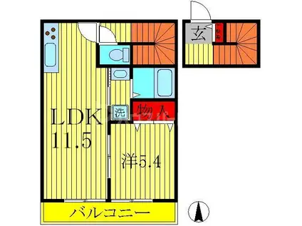 セトル手賀の杜(1LDK/2階)の間取り写真