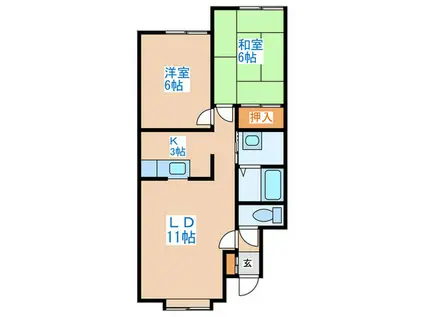 グランデュール西宮の沢(2LDK/1階)の間取り写真