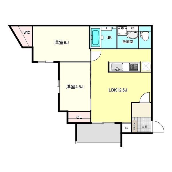 パロス大観町アルデア(2LDK/1階)の間取り写真