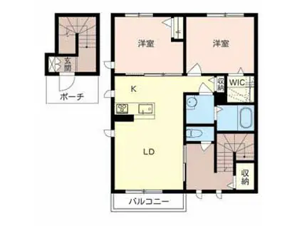 シャーメゾンガーデンズ狭山(1SLDK/2階)の間取り写真