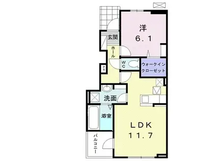 シャルマン大牟田中央(1LDK/1階)の間取り写真