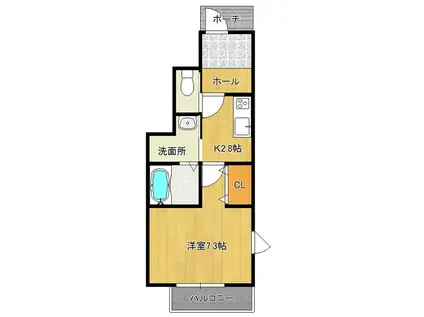 WIN・K A棟(1K/1階)の間取り写真