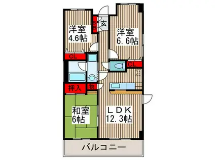 ピースフル越谷(3LDK/2階)の間取り写真