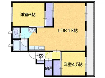 ビレッジハウス恵み野(2LDK/1階)の間取り写真