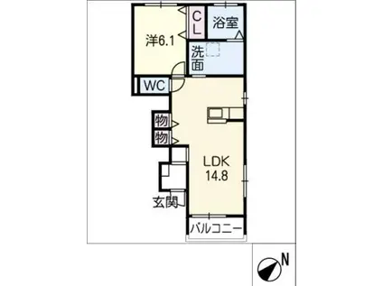 ダール・フルート(1LDK/1階)の間取り写真