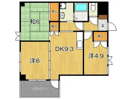 鴨宮ガーデンヒルズ(3DK/2階)の間取り写真