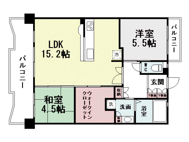 アースコート小倉金田(2LDK/9階)の間取り写真