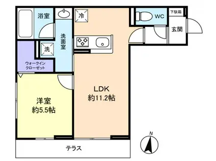 ラ・テールゆりのき台(1LDK/1階)の間取り写真