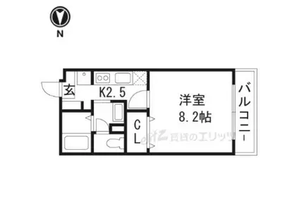 キオラ上穂(1K/1階)の間取り写真