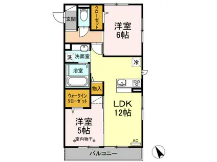 MERVEILLE(2LDK/2階)の間取り写真