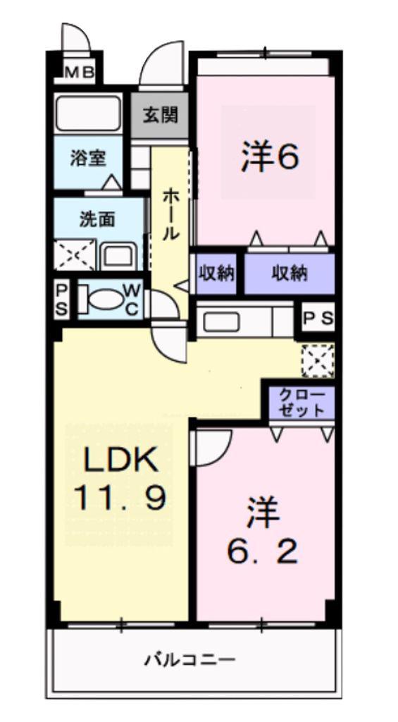 フレイグランス笠原(2LDK/2階)の間取り写真