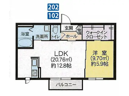 フォレナオーク(1LDK/2階)の間取り写真