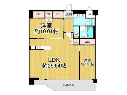 プレジオ宝塚ASIAN(2LDK/4階)の間取り写真