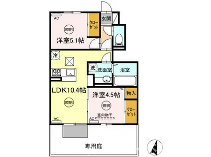 PORT CASA EBISU(2LDK/1階)の間取り写真