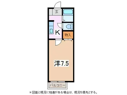 グランメール(1K/2階)の間取り写真