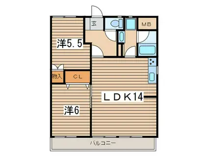 ドッグスコート西鶴間(2LDK/2階)の間取り写真