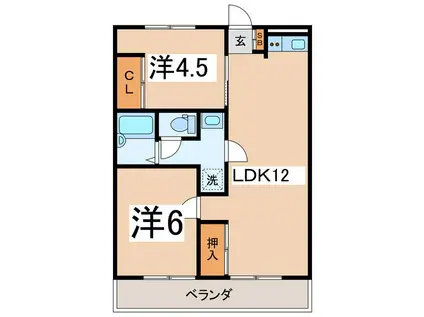 マンション西高橋(2LDK/4階)の間取り写真