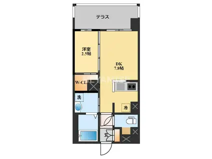 フロンティアききつII(1DK/1階)の間取り写真