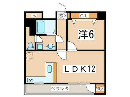 翠丘ハイツ(1LDK/2階)の間取り写真