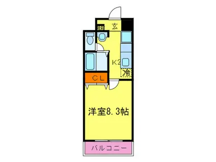 ハウスセゾン四条通(1K/12階)の間取り写真