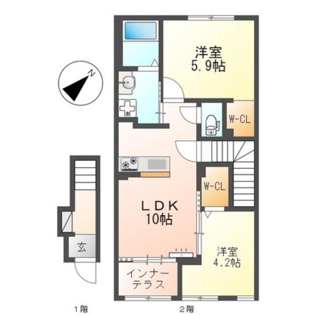 フォルビート ジン(2LDK/2階)の間取り写真