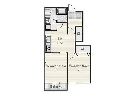 サニーハウスツツイB(2DK/1階)の間取り写真